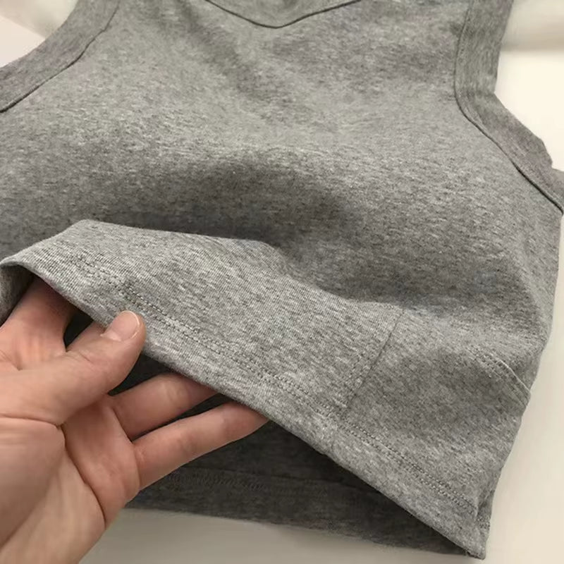 Summer Short I-Word Undershirt Women Beauty All-In-One with Bra Pads Inner Slimming Wrap Short Section Navel Sleeveless Vest