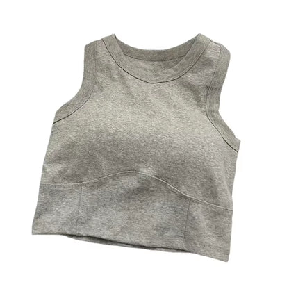 Summer Short I-Word Undershirt Women Beauty All-In-One with Bra Pads Inner Slimming Wrap Short Section Navel Sleeveless Vest